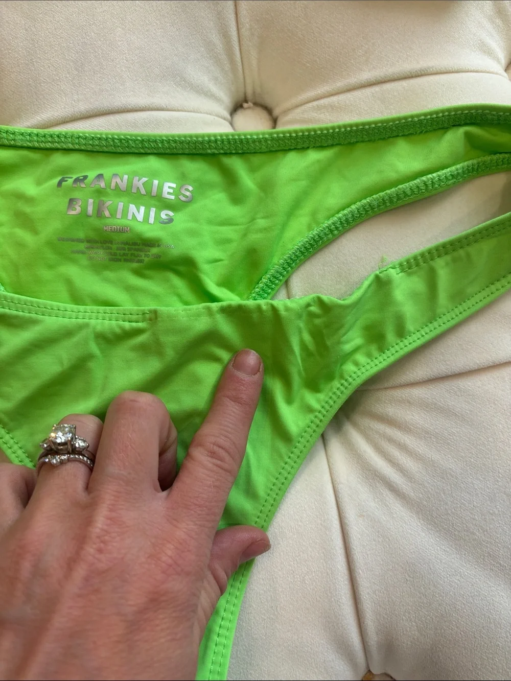 Frankie's Bikinis Neon Lime Cheeky Bikini Bottoms